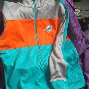 NFL Miami DOLPHINS Youth Teal and Orange Team Apparel Zip Jacket